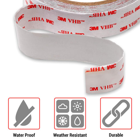 Double Sided Tape, Heavy Duty Mounting Tape, 4950 VHB, 1in x 15ft, White, Made in USA, Waterproof Mounting Tape